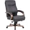Lorell Wood Base Leather High-back Executive Chair LLR69590 - alternate 1